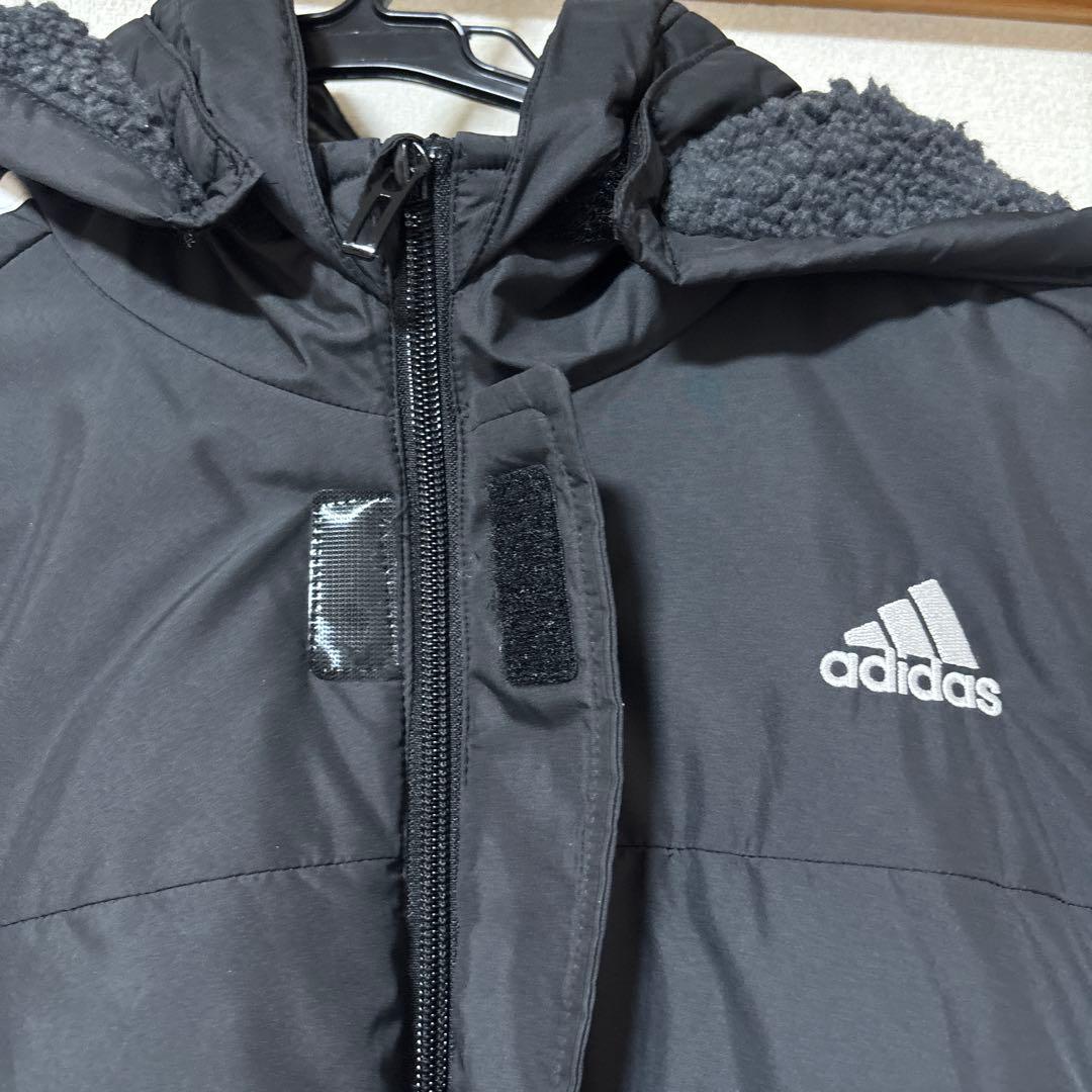 adidas ベンチコート 160 アディダス　黒　サッカー　子ども用　キッズ