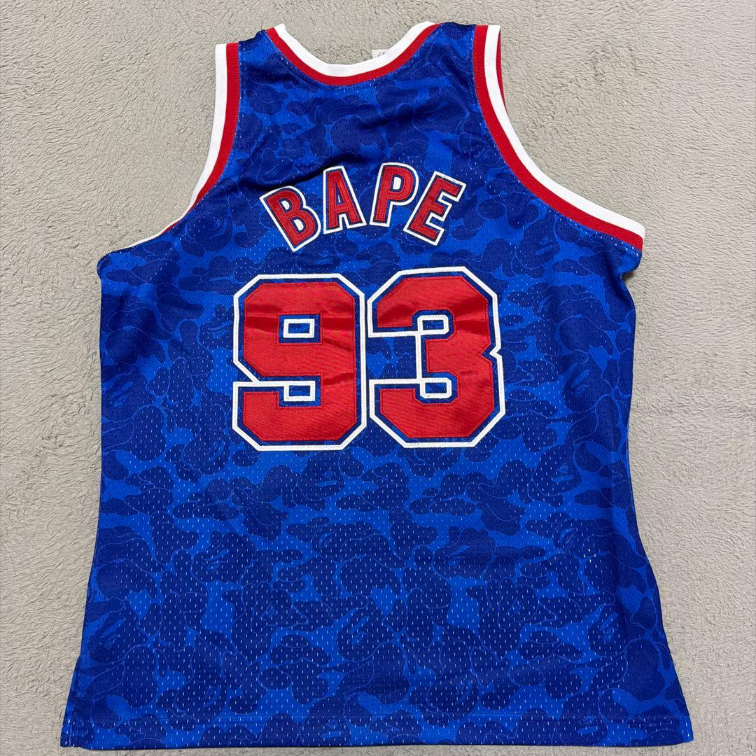 BAPE APE Mitchell & Ness NETS ゲームシャツ　迷彩
