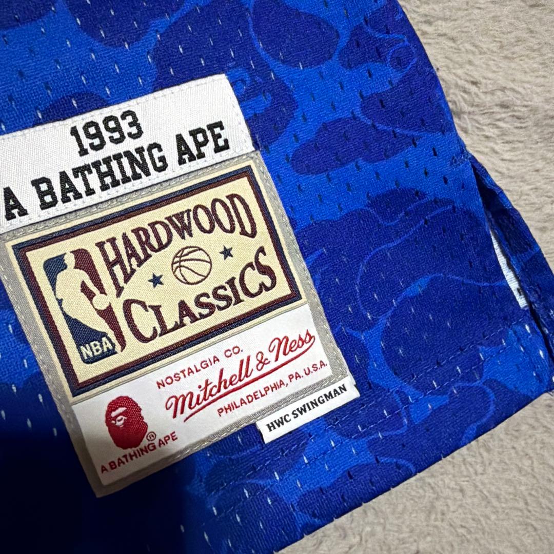 BAPE APE Mitchell & Ness NETS ゲームシャツ　迷彩