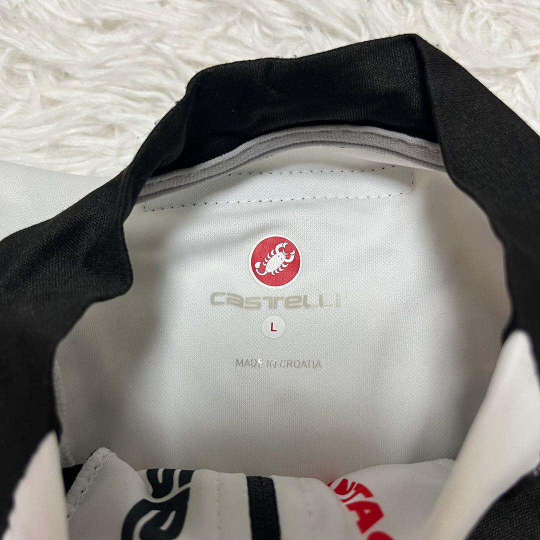激レア CASTELLI カステリ サイクリングウェア 半袖 白黒 フルジップ