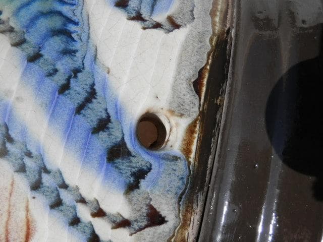 火鉢　上幅46x高さ35cmくらい　補修あり