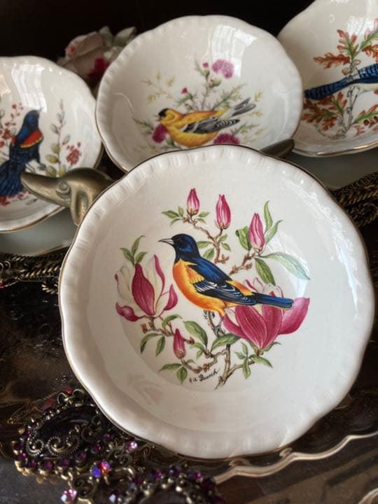 おまとめ専用へ移行④MADE in ENGLAND老舗窯 小鳥mini絵皿