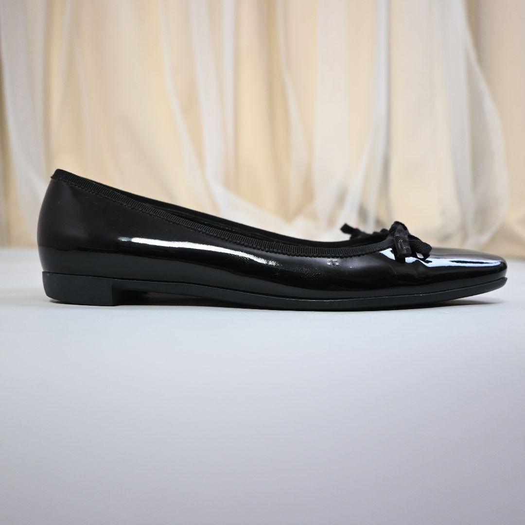 708★ PRADA エナメル バレエ リボン フラットシューズ 37