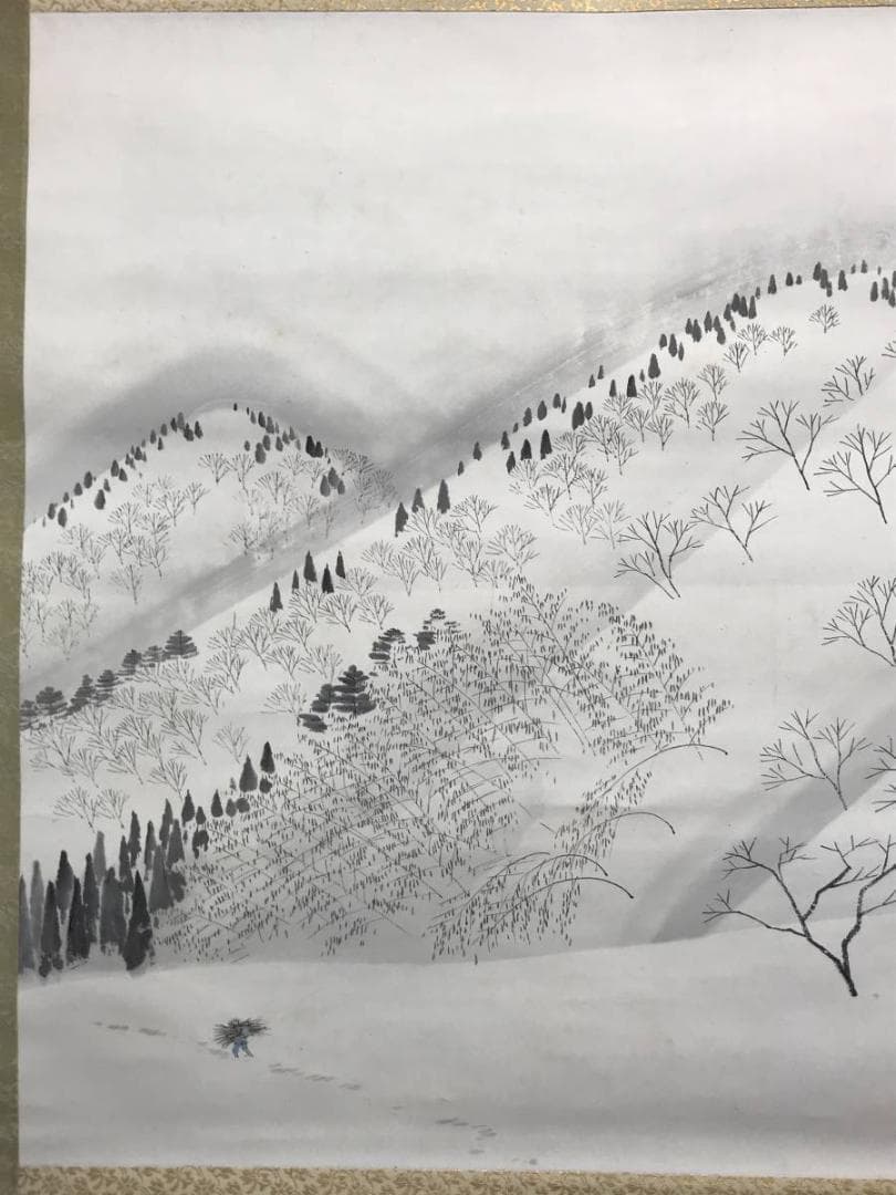 作者不詳/雪山帰樵図/山水図/横物/掛軸/名家伝来/AC-742