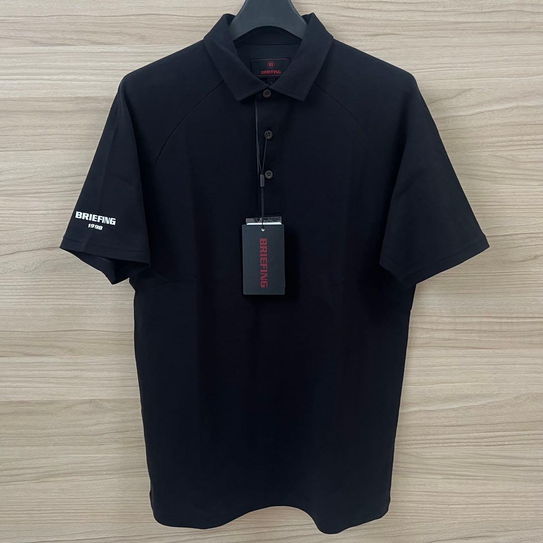新品★23,100円 BRIEFING 黒ポロシャツバックロゴ 黒×白 メンズS