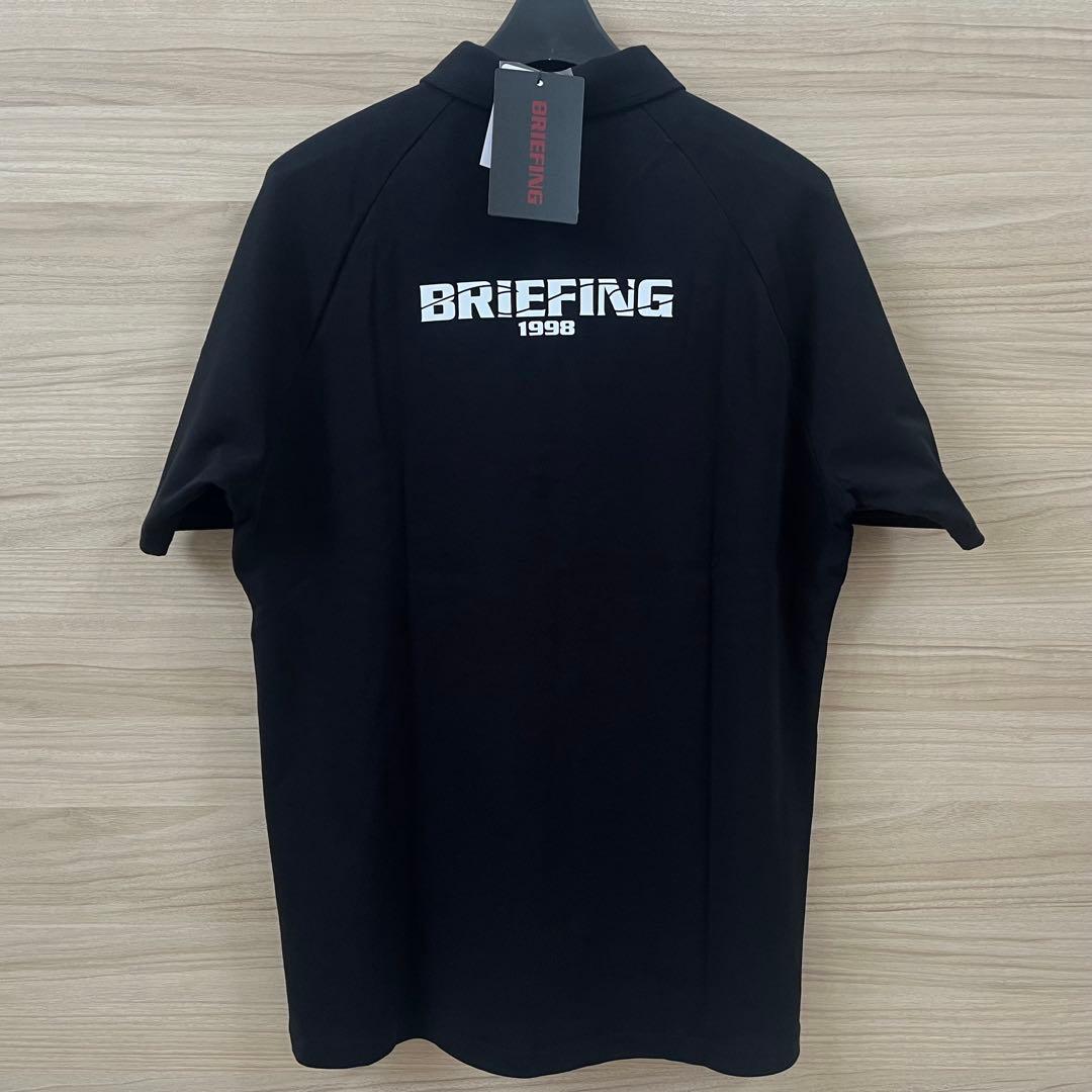 新品★23,100円 BRIEFING 黒ポロシャツバックロゴ 黒×白 メンズS