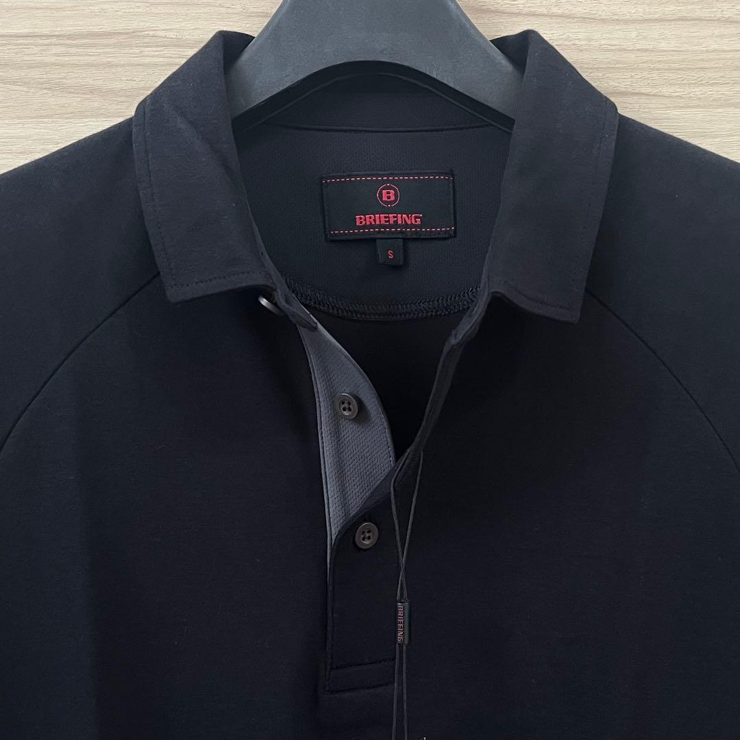 新品★23,100円 BRIEFING 黒ポロシャツバックロゴ 黒×白 メンズS
