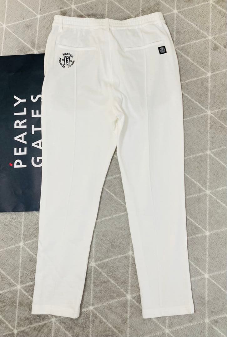 新品 パーリーゲイツ マスターバニー レーヨン裏毛ストレッチパンツ(5)L/白