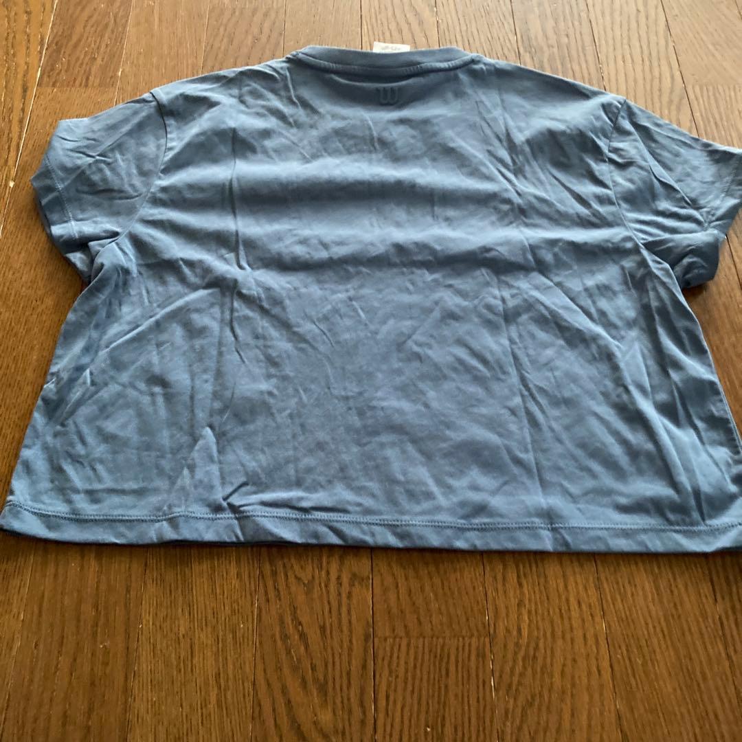 Wilson 薄い燻んだブルーのテニスクロップドTシャツ＆スコート