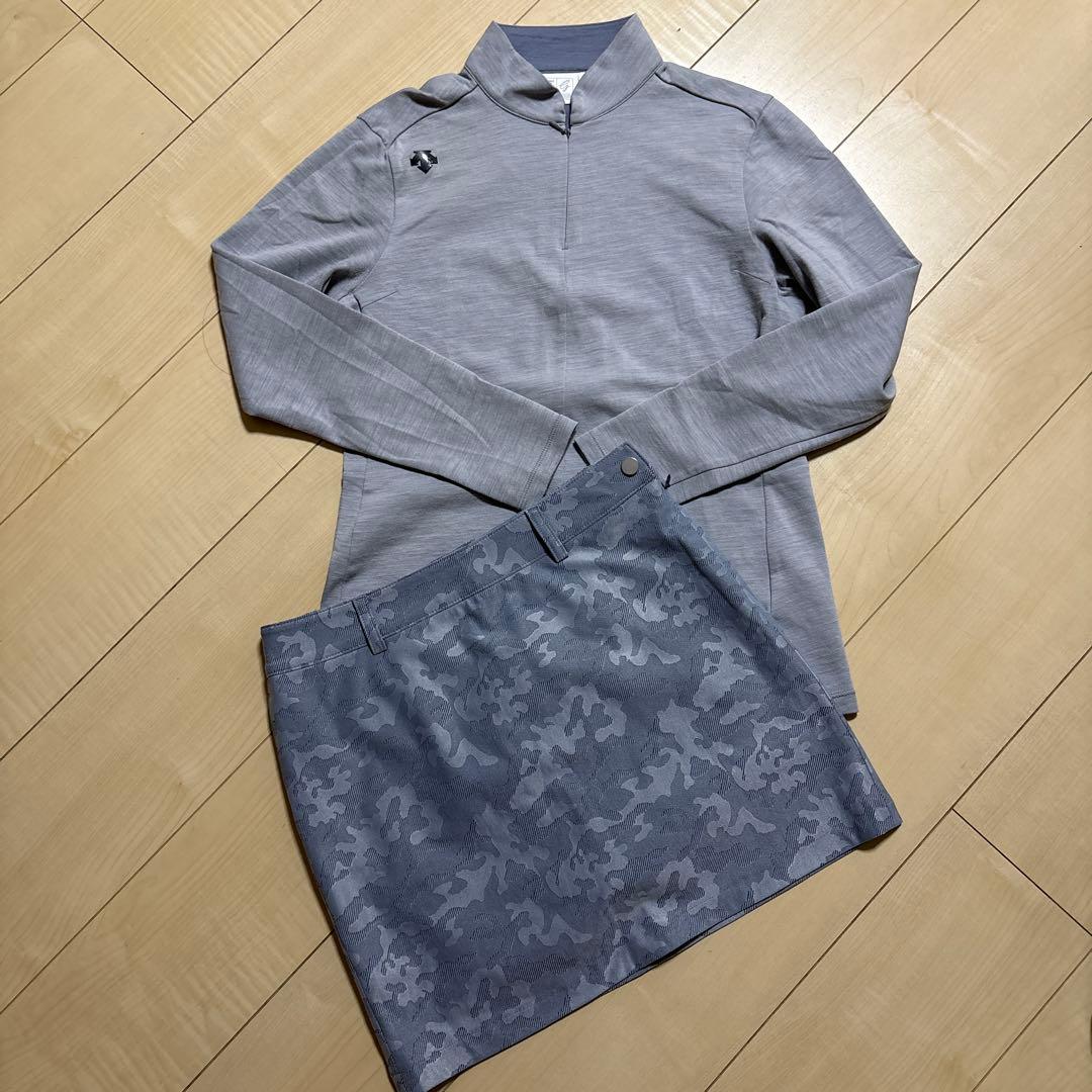 デサント　ゴルフ　ポロシャツ スカート　2点セット　L／L グレー