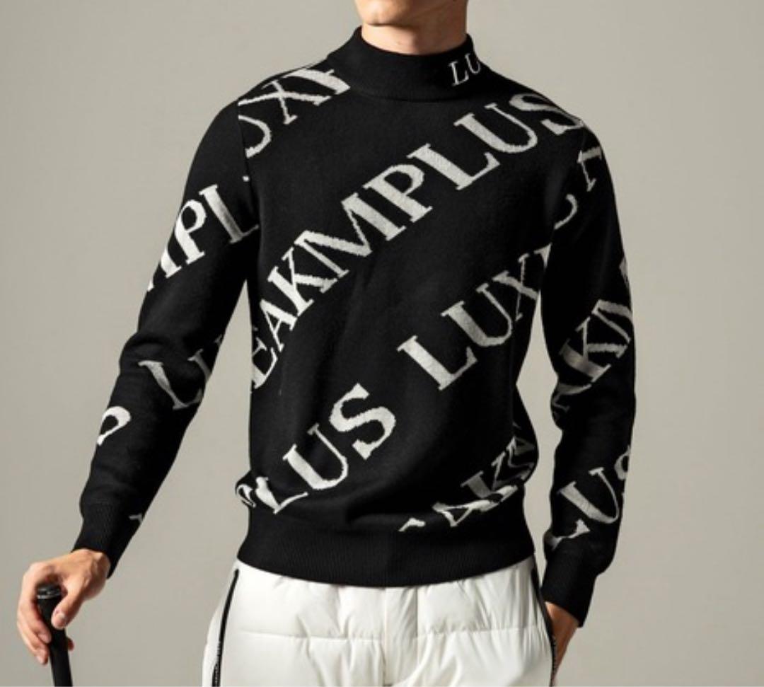 新品【LUXEAKMPLUS】リュクスエイケイエムプラス　ゴルフ 総柄ニット　Ｌ