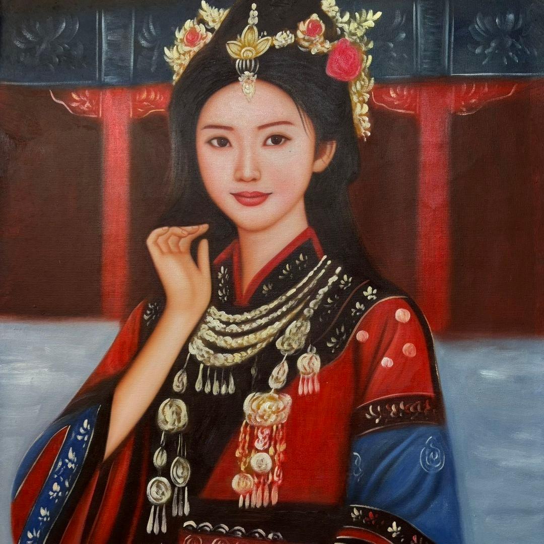 冷軍 作品図 手描き油彩画 人物画 70×100cm
