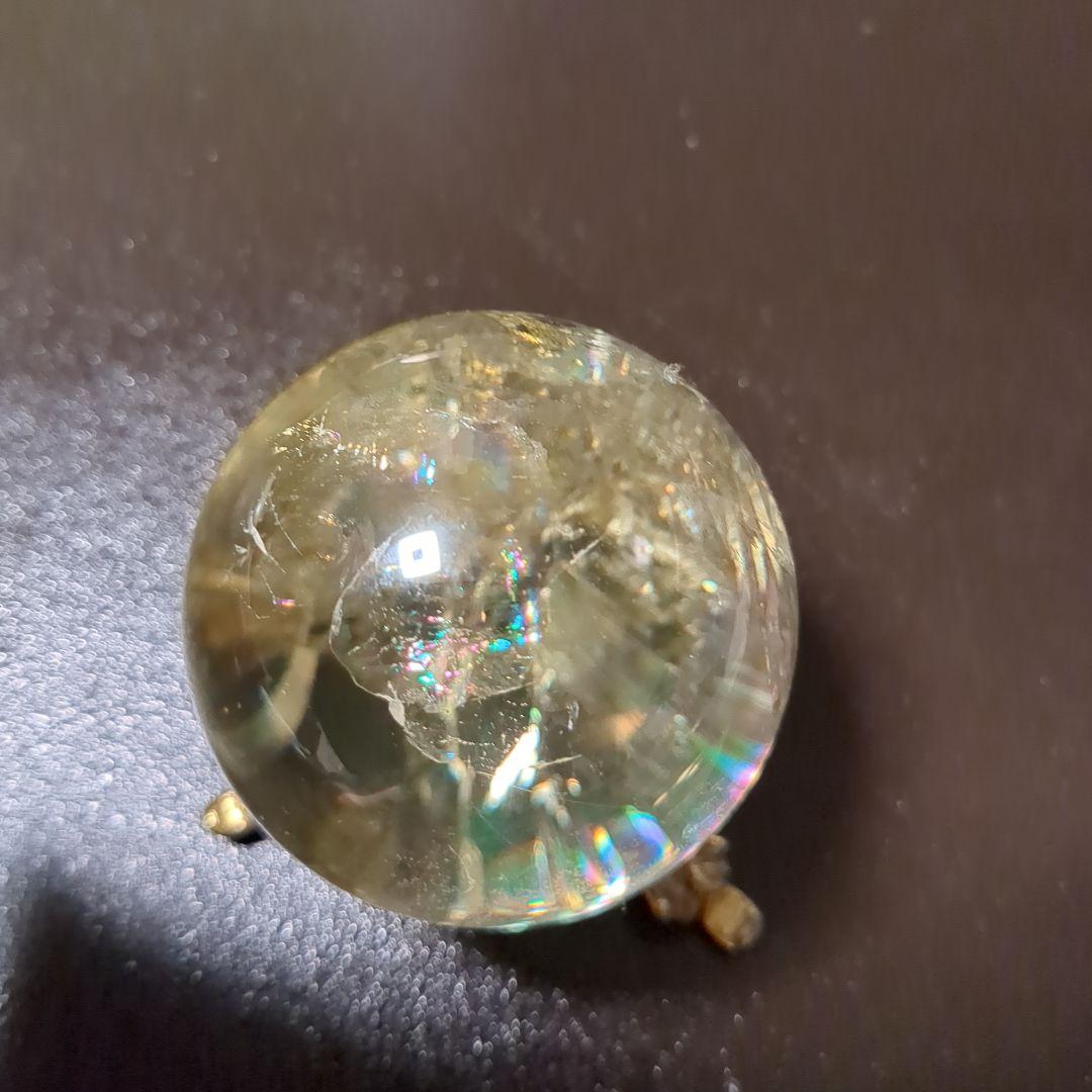 黄水晶・パワーストーン・シトリン・レインボー・天然石・直径約50mm・300g