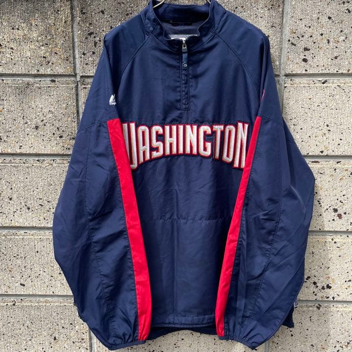 majestic × ワシントン ナショナルズ XL ハーフジッププルジャケット