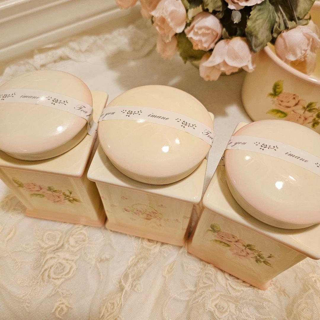 イマン imane ダイアナローズ・ローズバスケット 陶器 紅茶キャニスター