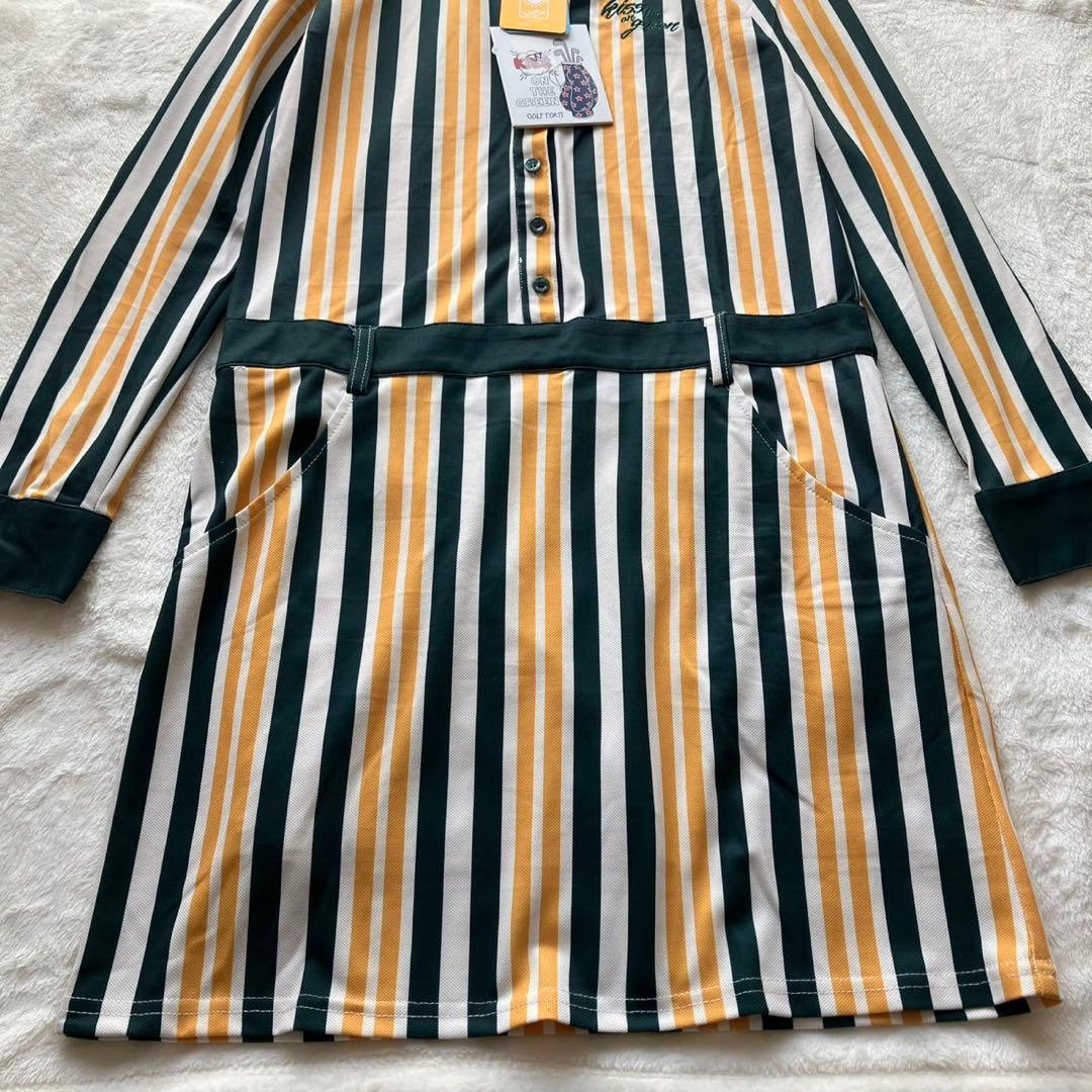 新品タグ付✨キスオンザグリーン ゴルフワンピース M ストライプ UV 冷感 M