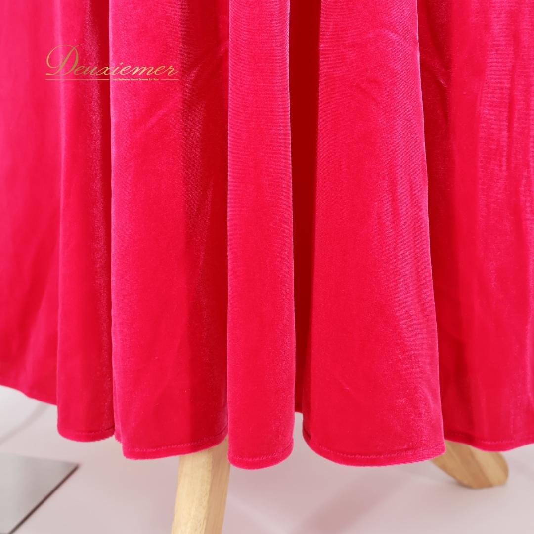 【美品 フラダンス衣装】ショッキングピンク ワンピース ドレス ベロア シンプル