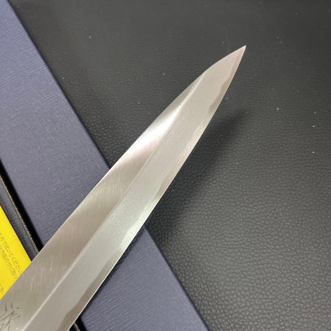 ★新品源正房はがね鍛造刺身包丁210mm七寸右片刃裏押し加工化粧箱入り