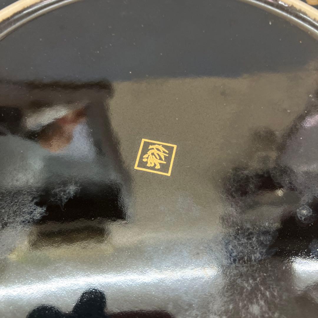 D-5 銘々皿 5枚セット 黒地 金彩 桜 漆器風 菓子皿 取り皿 銘々皿