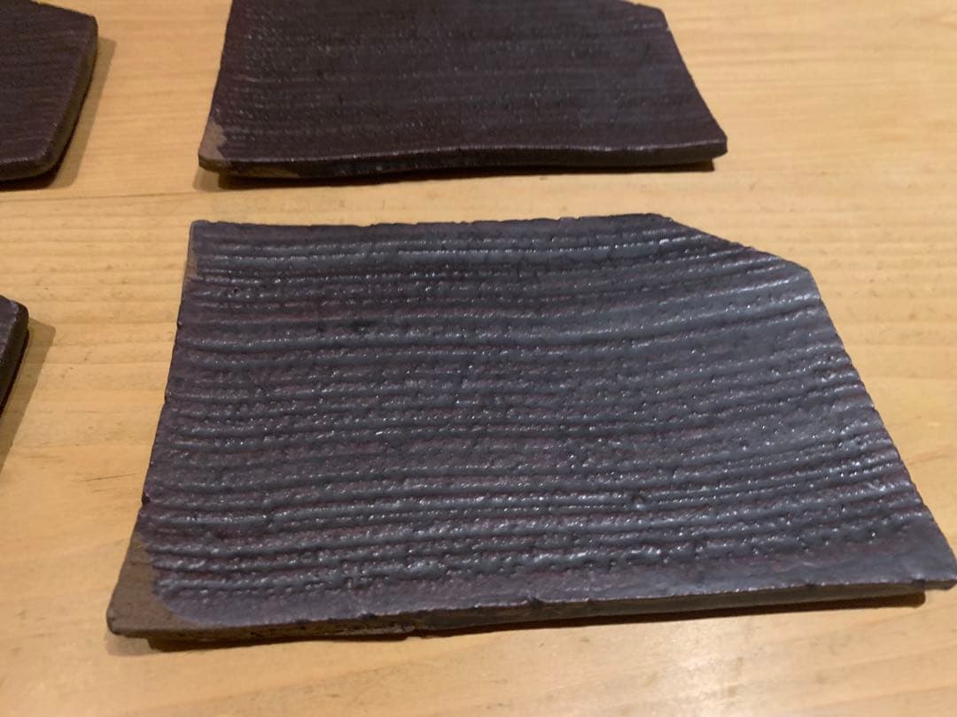【安永頼山】唐津焼 櫛目変形小皿 5客セット