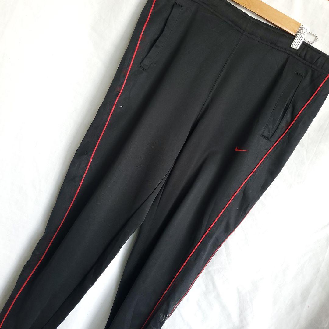 90s NIKE ナイキライン パンツ　ジョガーパンツ　ジャージパンツ 黒 赤