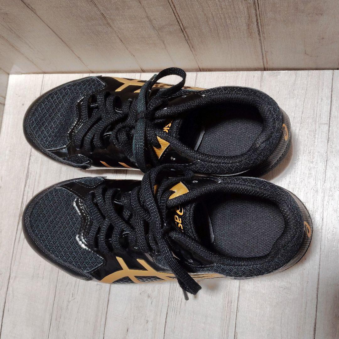 美品　アシックス スパイク　陸上競技　シューズ 黒/金　24.5cm asics