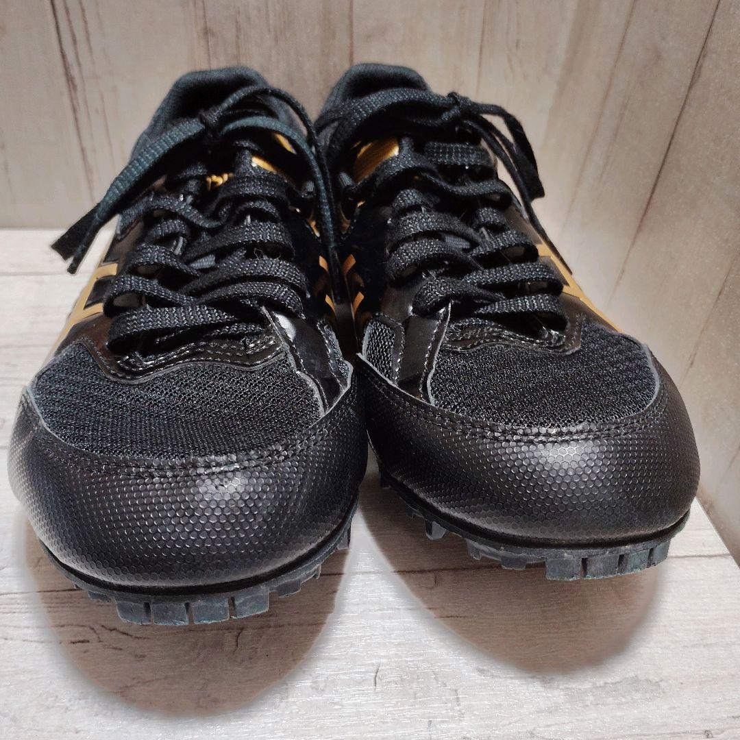 美品　アシックス スパイク　陸上競技　シューズ 黒/金　24.5cm asics