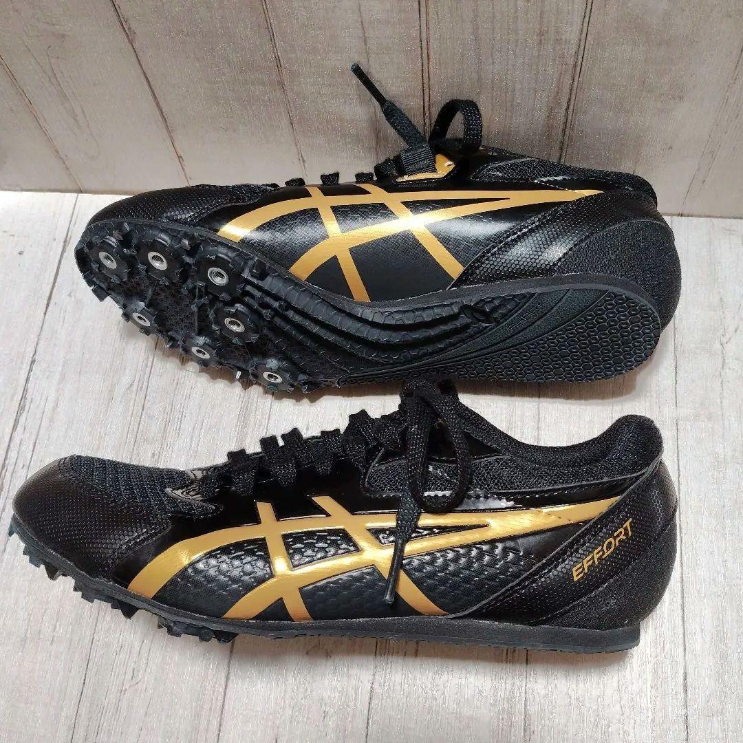 美品　アシックス スパイク　陸上競技　シューズ 黒/金　24.5cm asics