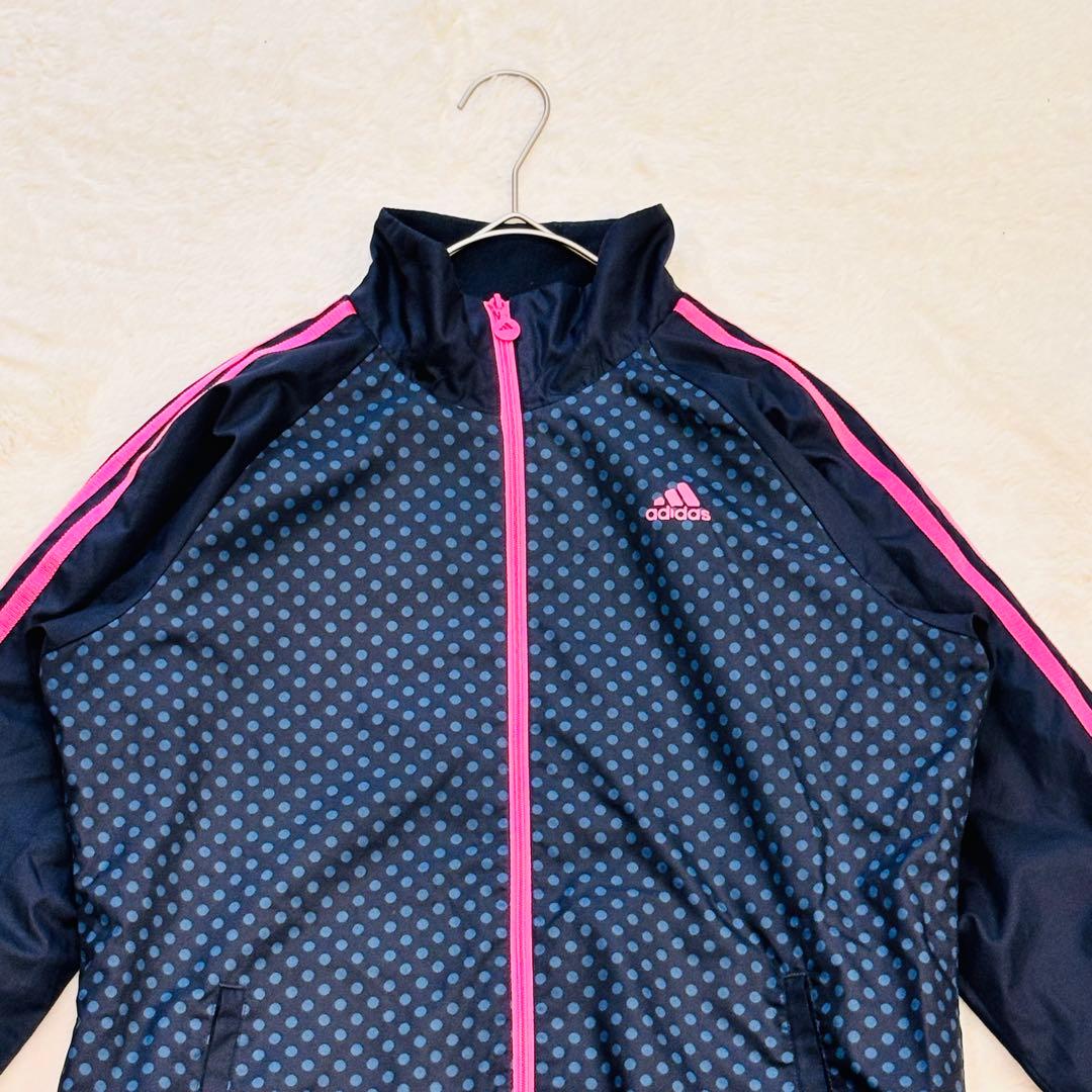 【アディダス】美品 トラックジャケット ネイビー 水玉 ドット L レディース