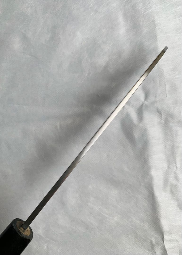 紋三郎　薄刃　鎌型　包丁　７寸　安来鋼　水牛角柄