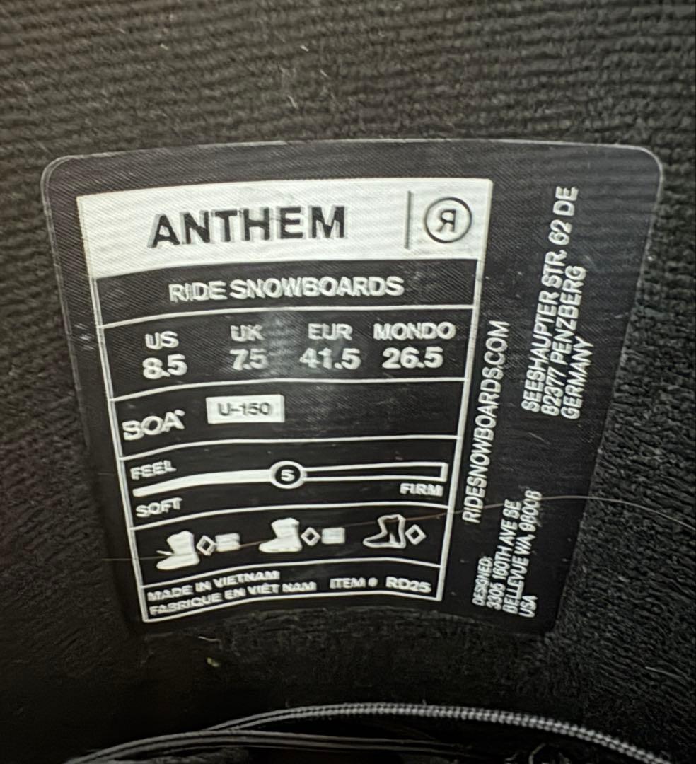 スノーボード RIDE ANTHEM BLACK 26.5