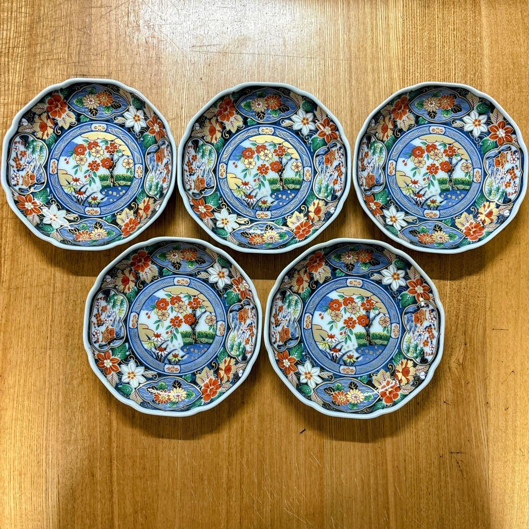 有田焼　高峰窯　金彩　古伊万里　中皿　盛皿　直径16.3cm