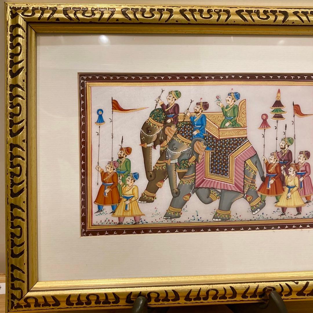 絵画 インドの細密画（ミニアチュール Miniature）シルク素材