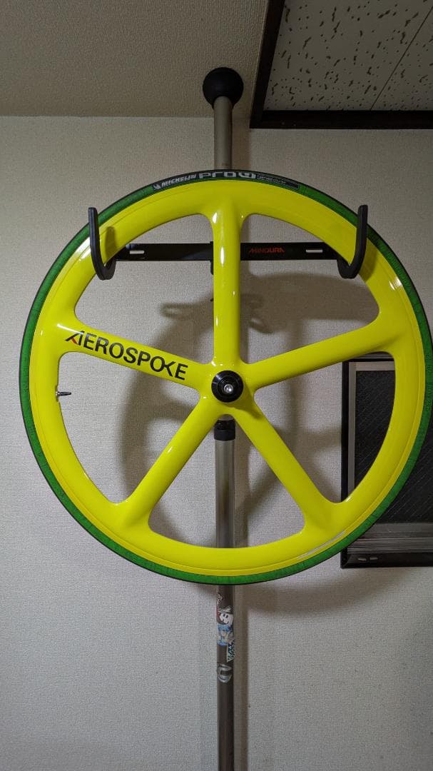 AeroSpoke フロント 黄色 クリンチャー ピスト バトンホイール
