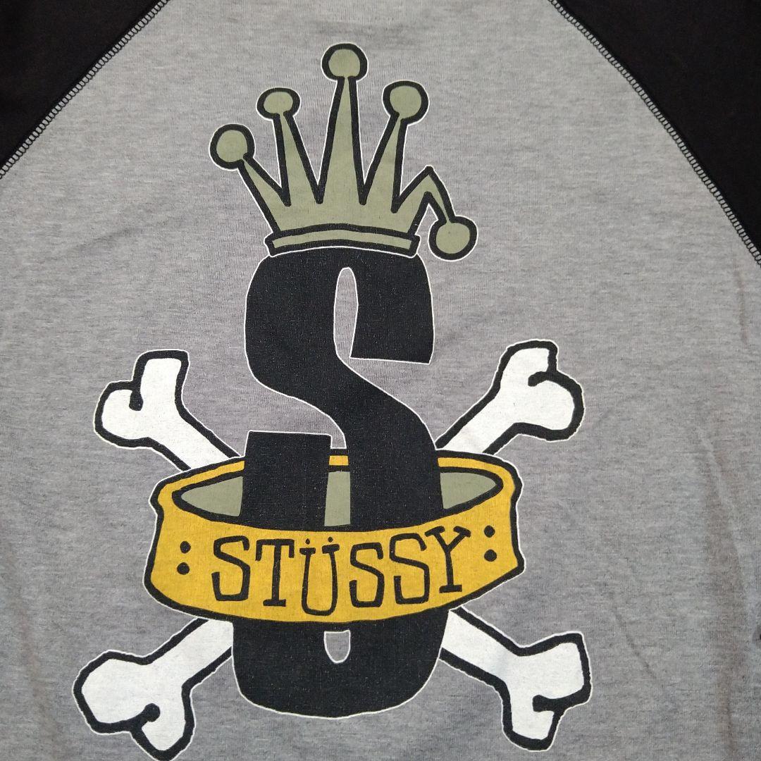 廃盤 貴重 STUSSY CROWN BAND ラグラン 七分丈 ロングT L