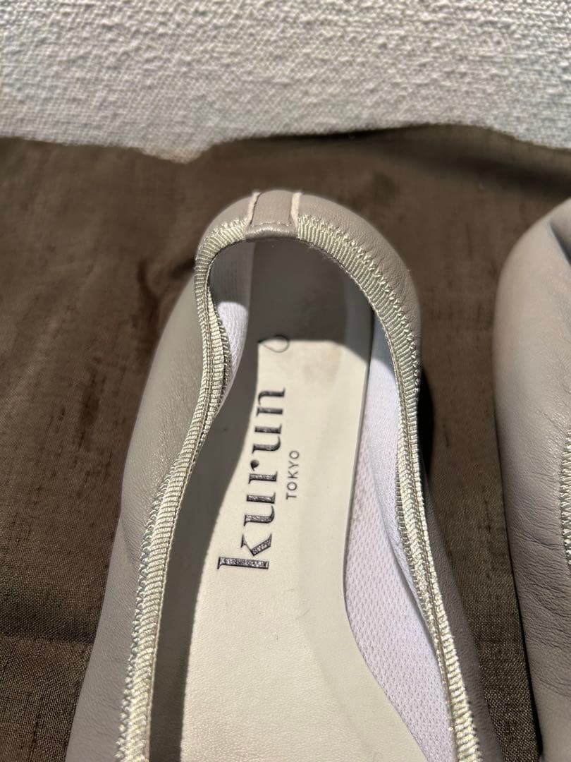 kurun TOKYO クルン グレー 本革 パンプス23cm 防水 スムース