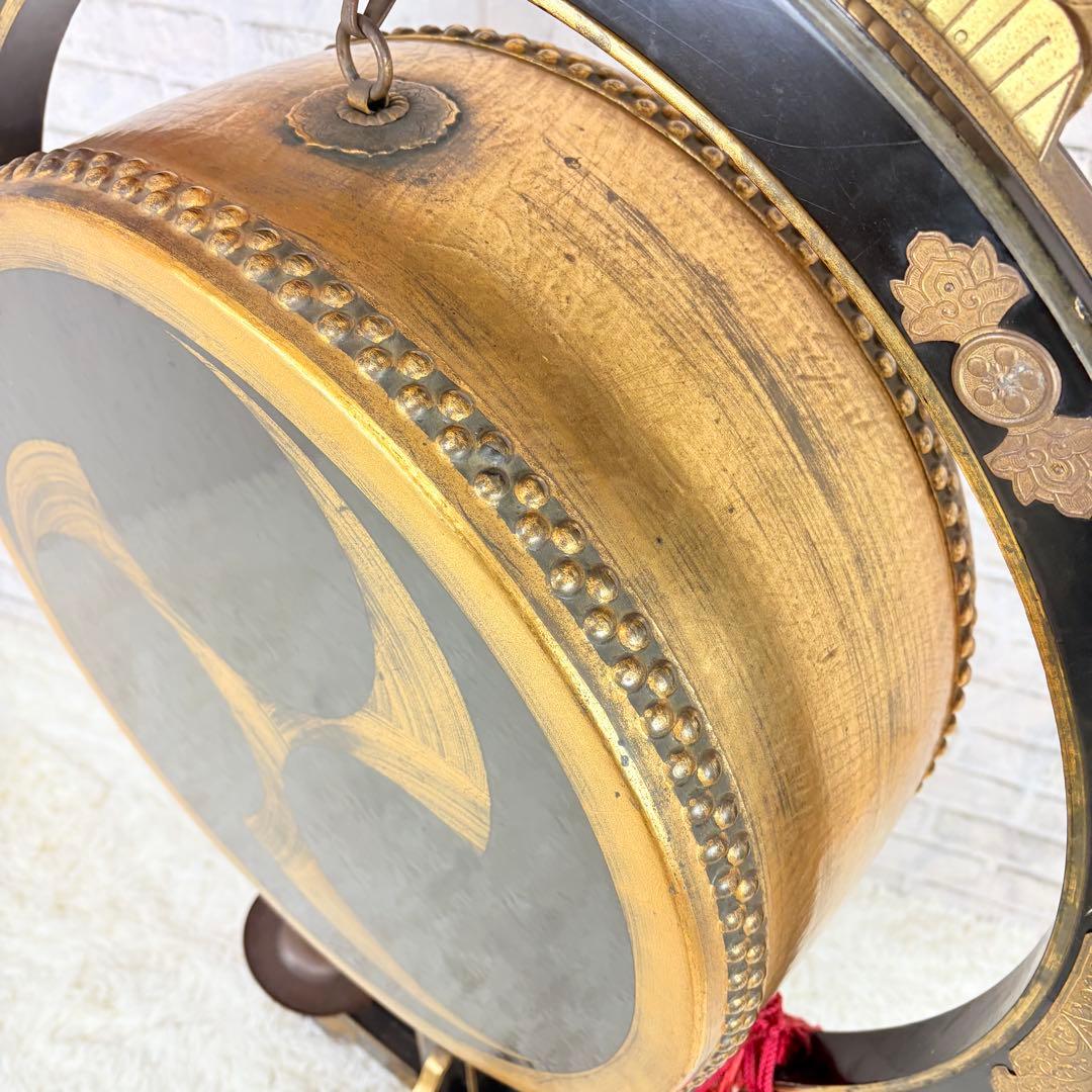 火焔太鼓 仏教美術 大型 時代物 寺院 仏具 仏教法具 桴付き 日本伝統 希少