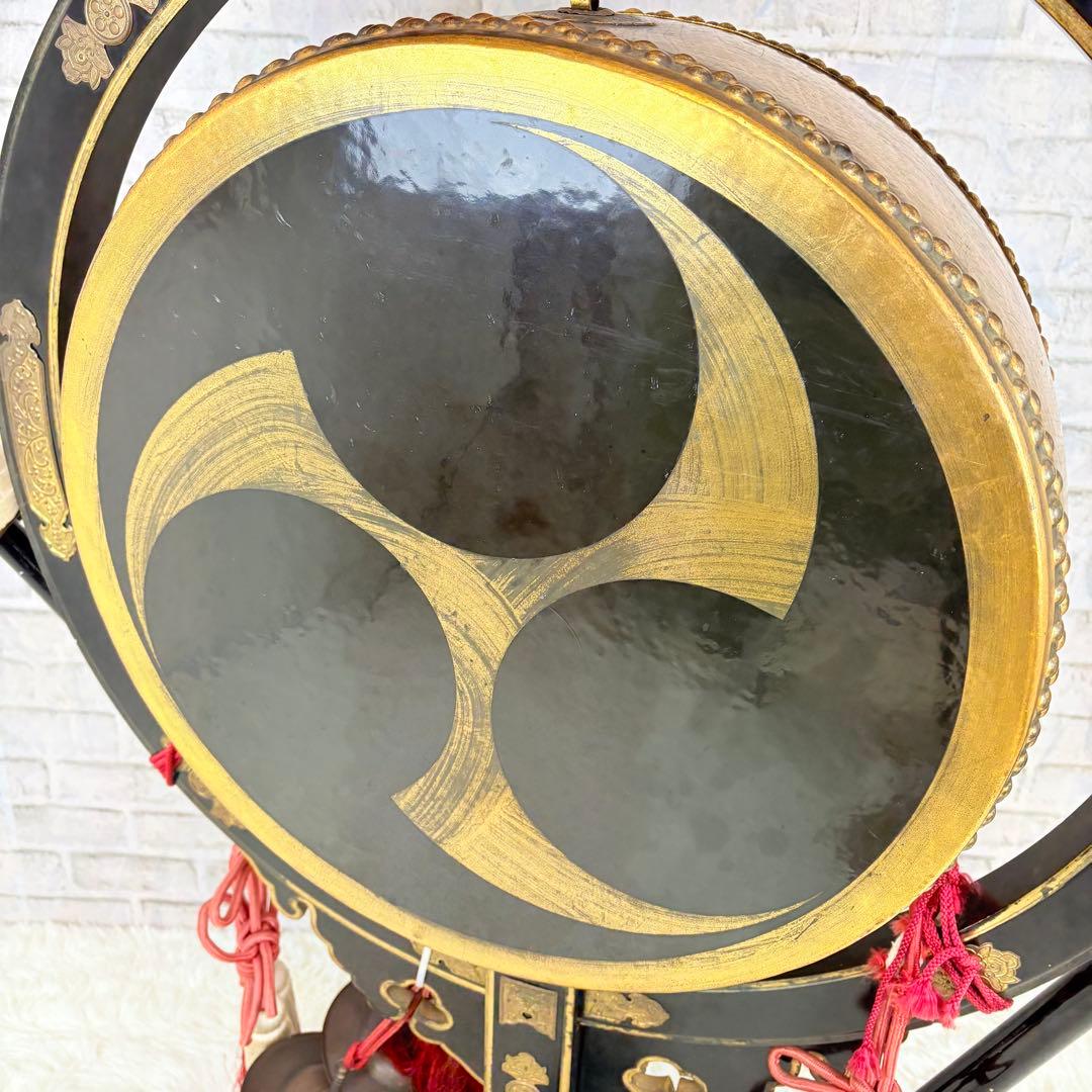 火焔太鼓 仏教美術 大型 時代物 寺院 仏具 仏教法具 桴付き 日本伝統 希少