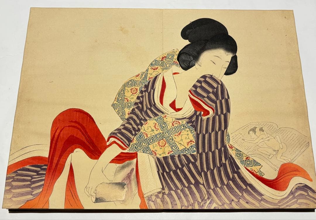 「明治期 彩色木版画春画帖」12図1帖|艶本 浮世絵 木版刷り 和本