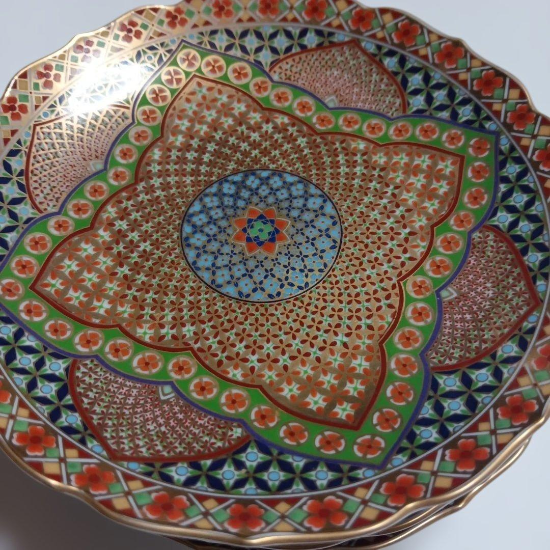 希少品　庫山窯　献上手金杉 金更紗金襴手 献上手金 5枚セット