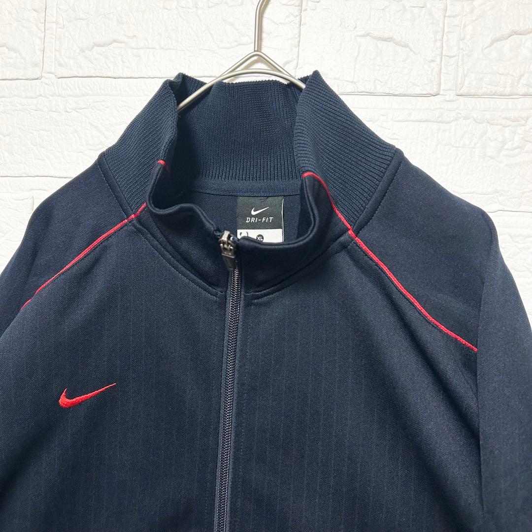 NIKE Dri-FIT ジャージ　上下セット　ネイビー　刺繍　ロゴ【XL