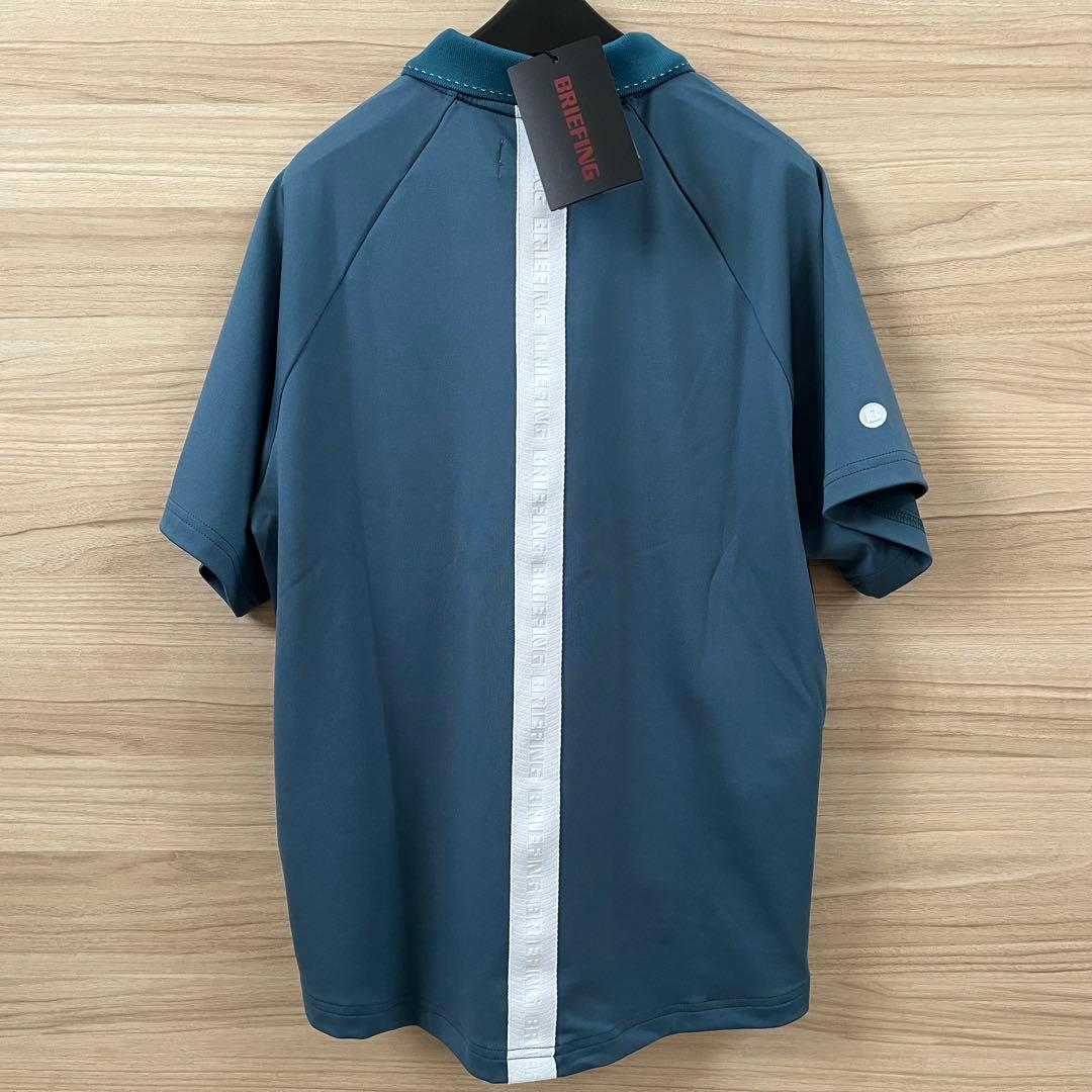 新品★レディースS バックロゴラインポロシャツ BRIEFING ターコイズ×白