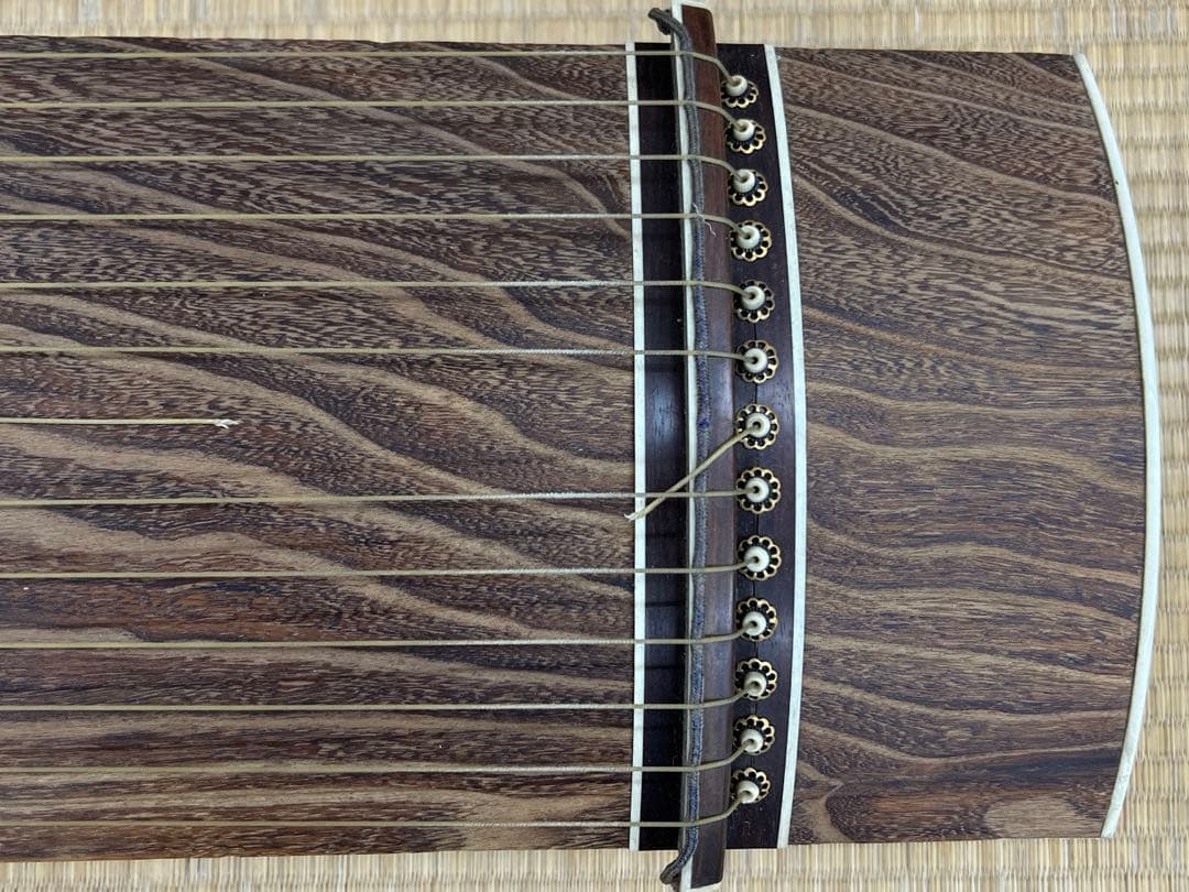 すだれ彫　13弦　琴　舌に蒔絵　全長190㎝　東な7-0703②
