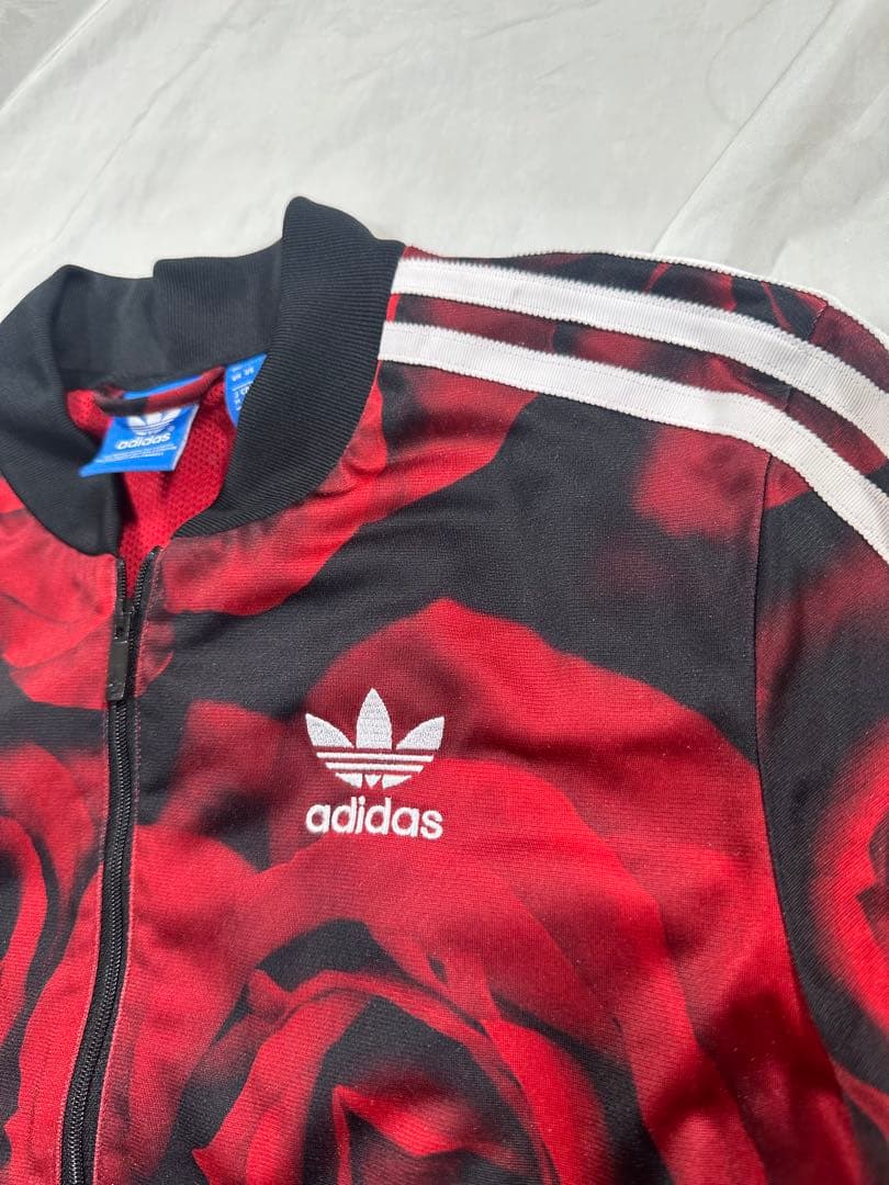 希少　adidas ローズ柄 バラ　トラックジャケット ジャージ 刺繍ロゴ