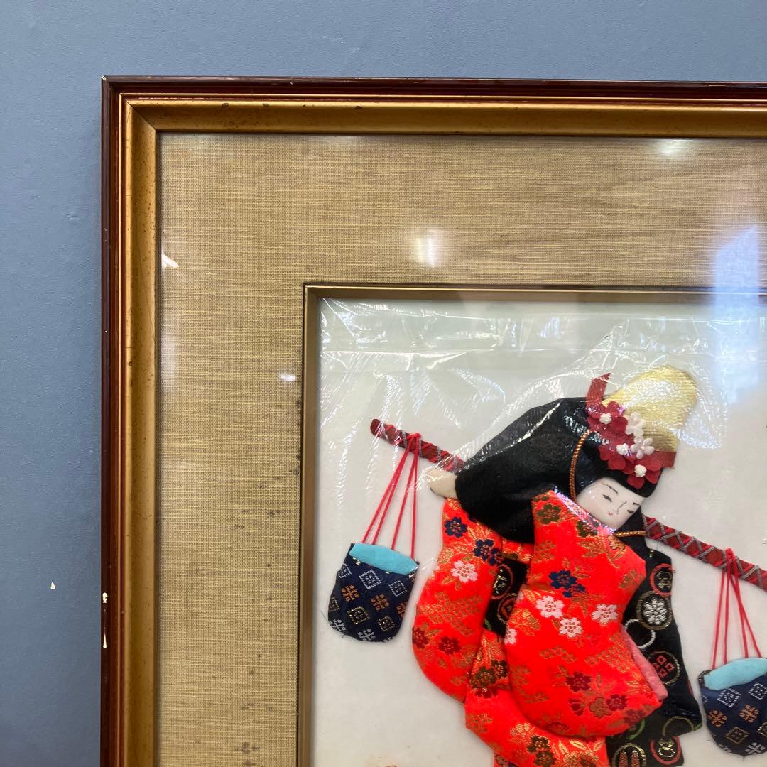 希少 日本人形 押絵 額装 汐汲 しおくみ ヴィンテージ 壁掛け 工芸品