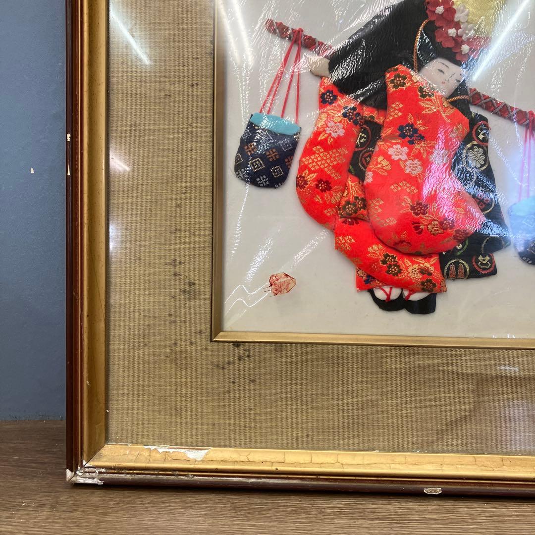 希少 日本人形 押絵 額装 汐汲 しおくみ ヴィンテージ 壁掛け 工芸品