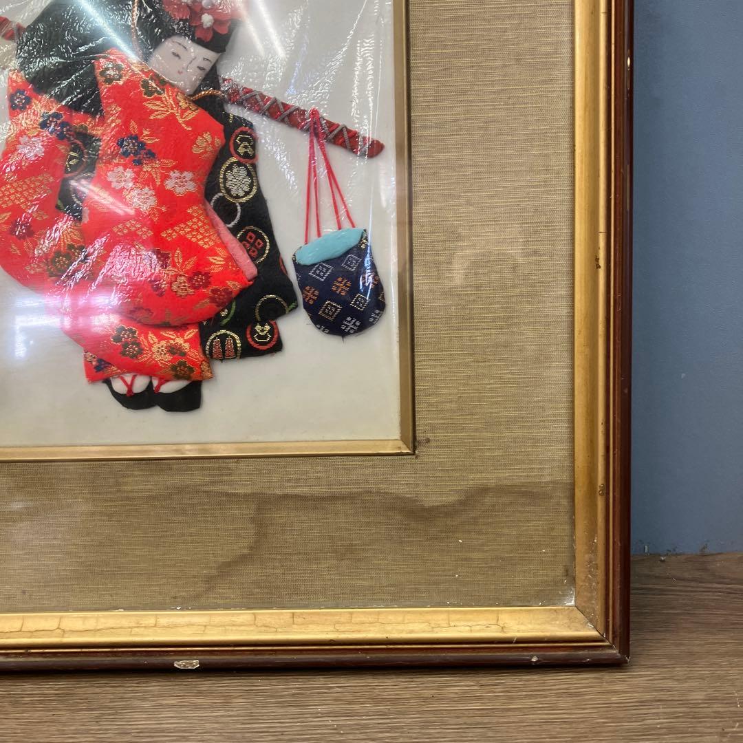 希少 日本人形 押絵 額装 汐汲 しおくみ ヴィンテージ 壁掛け 工芸品