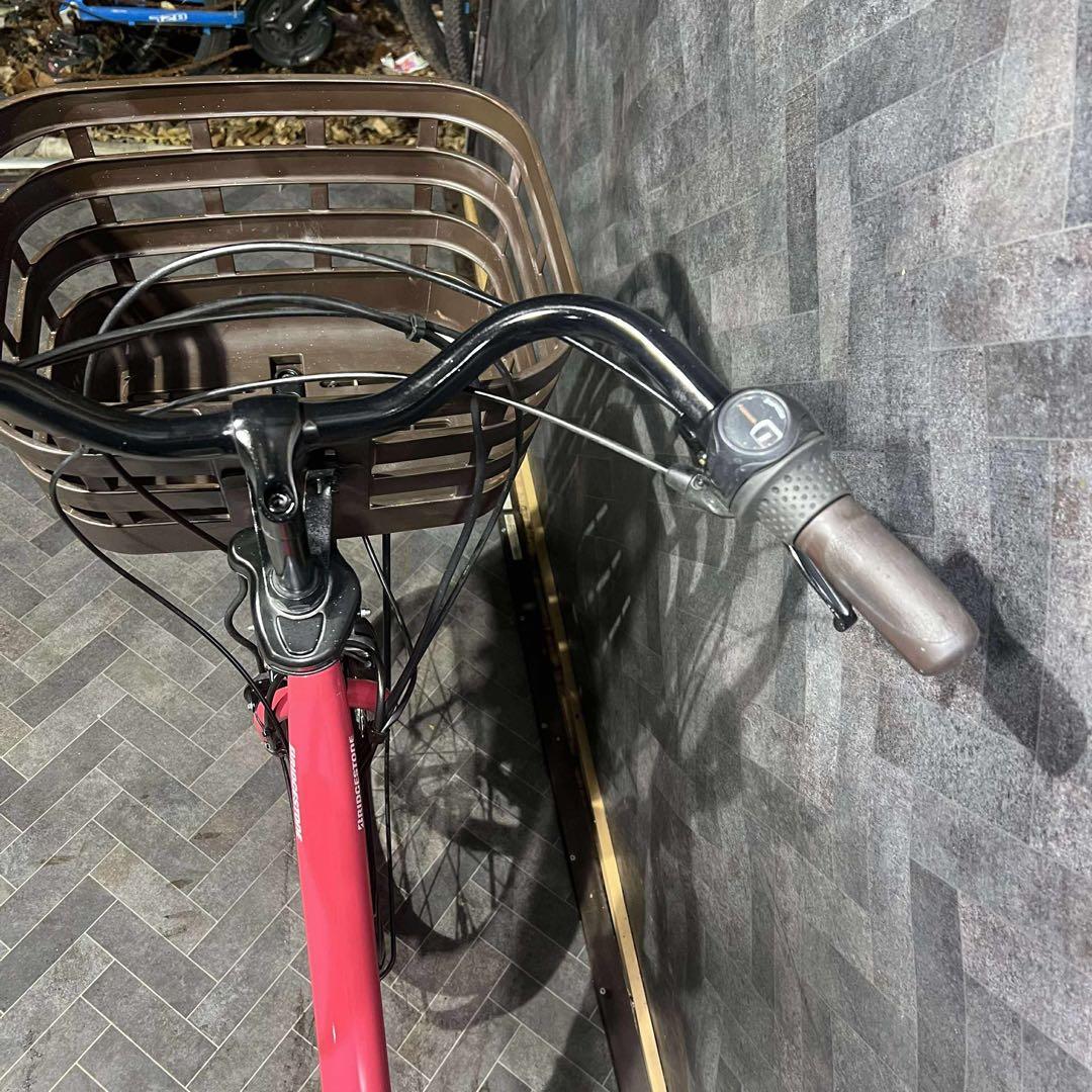 電動アシスト自転車 ピンク 前面バスケット付き