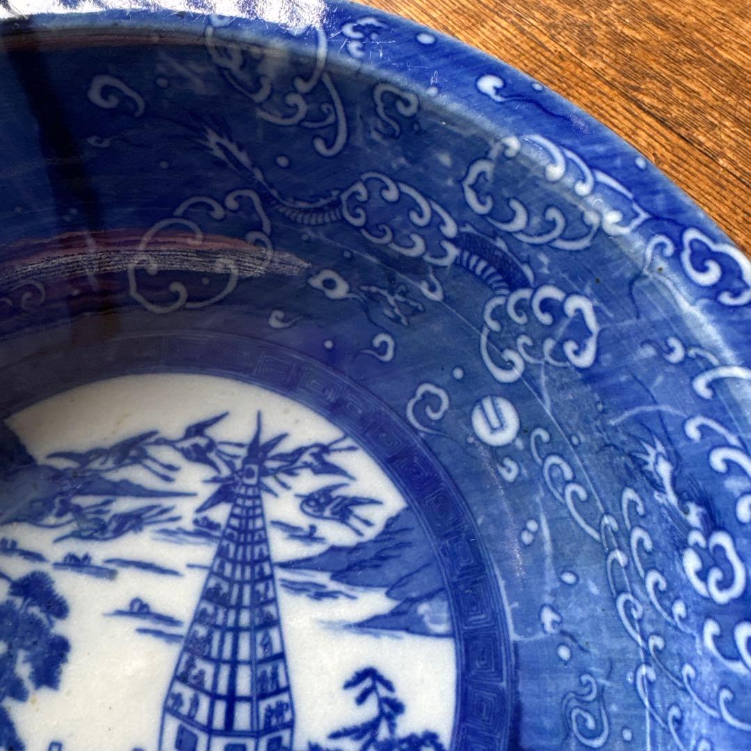 明治〜大正期　図変わり印判　浅草十二階「凌雲閣」裏絵:朝顔カマキリ文鉢　K329