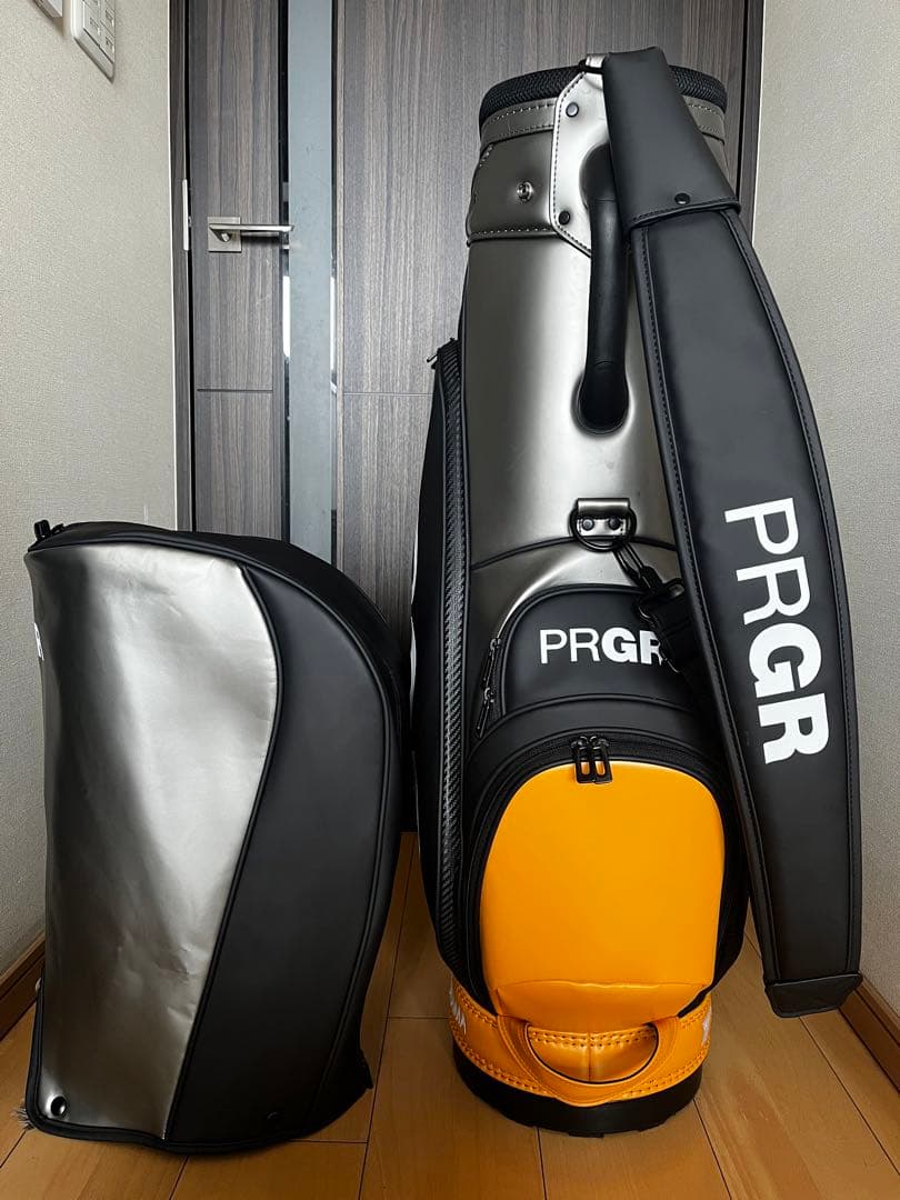 超美品希少プロギア　PRGR ド迫力大きめキャディバッグ 黒 プロ仕様コンパクト